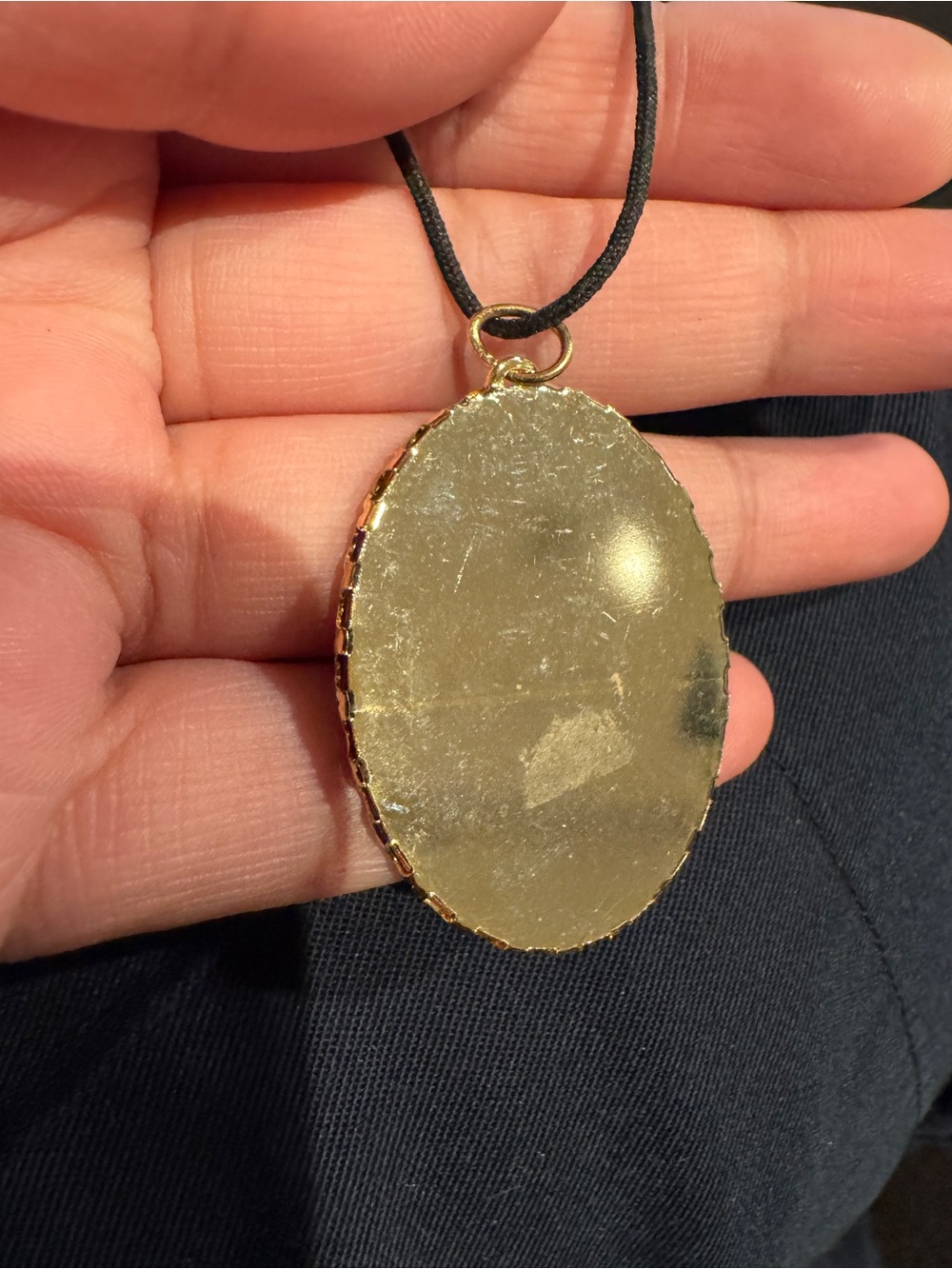 Vintage Enamel Swirl Pendant Necklace in Gold and Brown - Picture 2 of 6